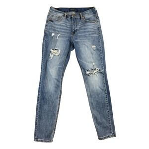 Aeropostale Aero Cheeky Jeans Womens 8 Medium Wash‎ Distressed Ripped Jeans